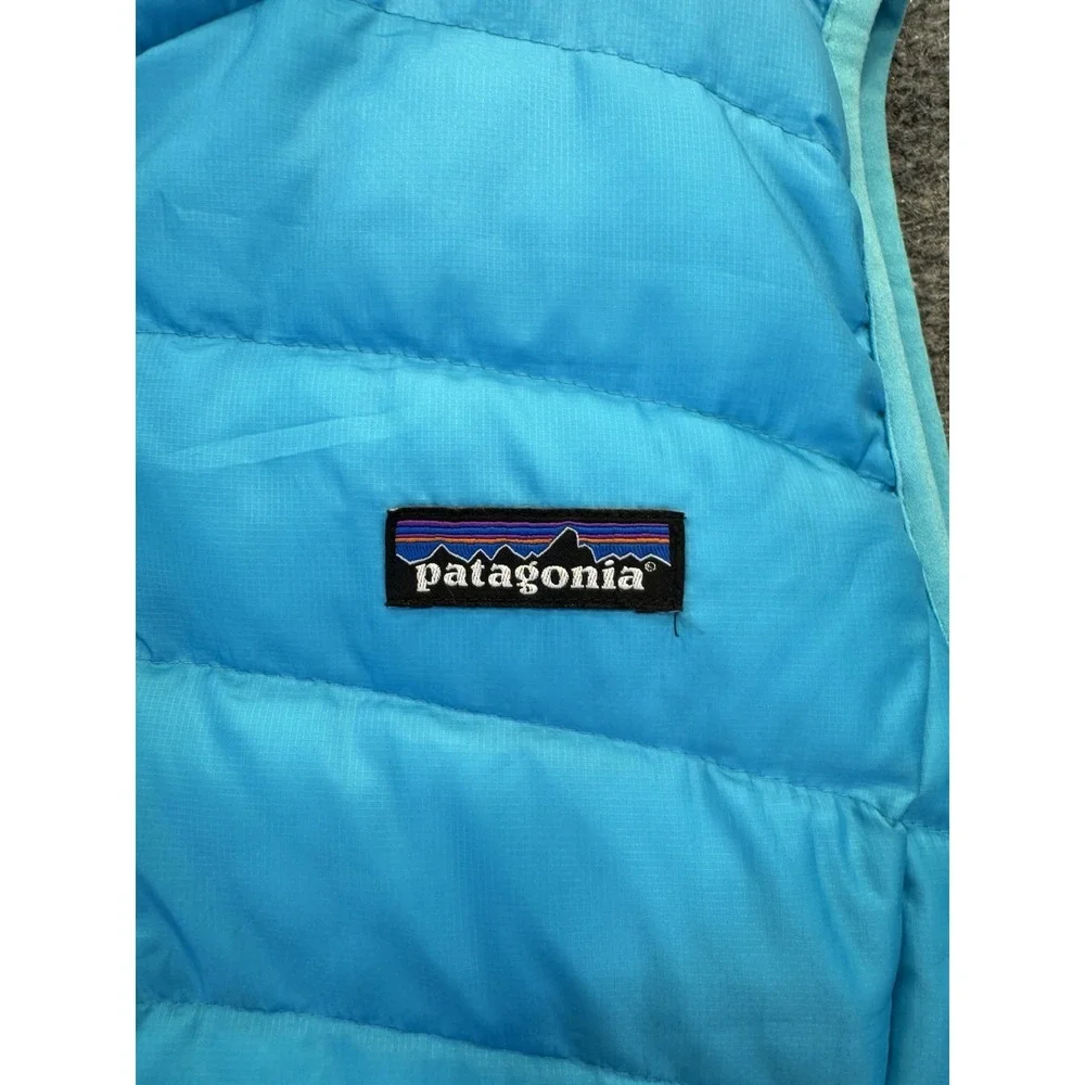 Patagonia Girls Size Large 12 Down Vest Blue Puffer Full Zip